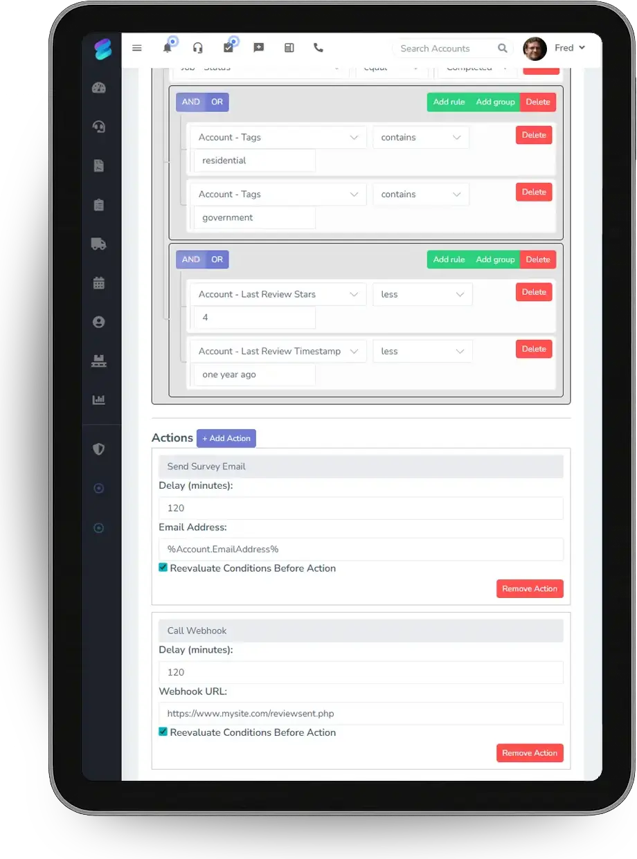 The automation that asks every customer for a review after the job is done.