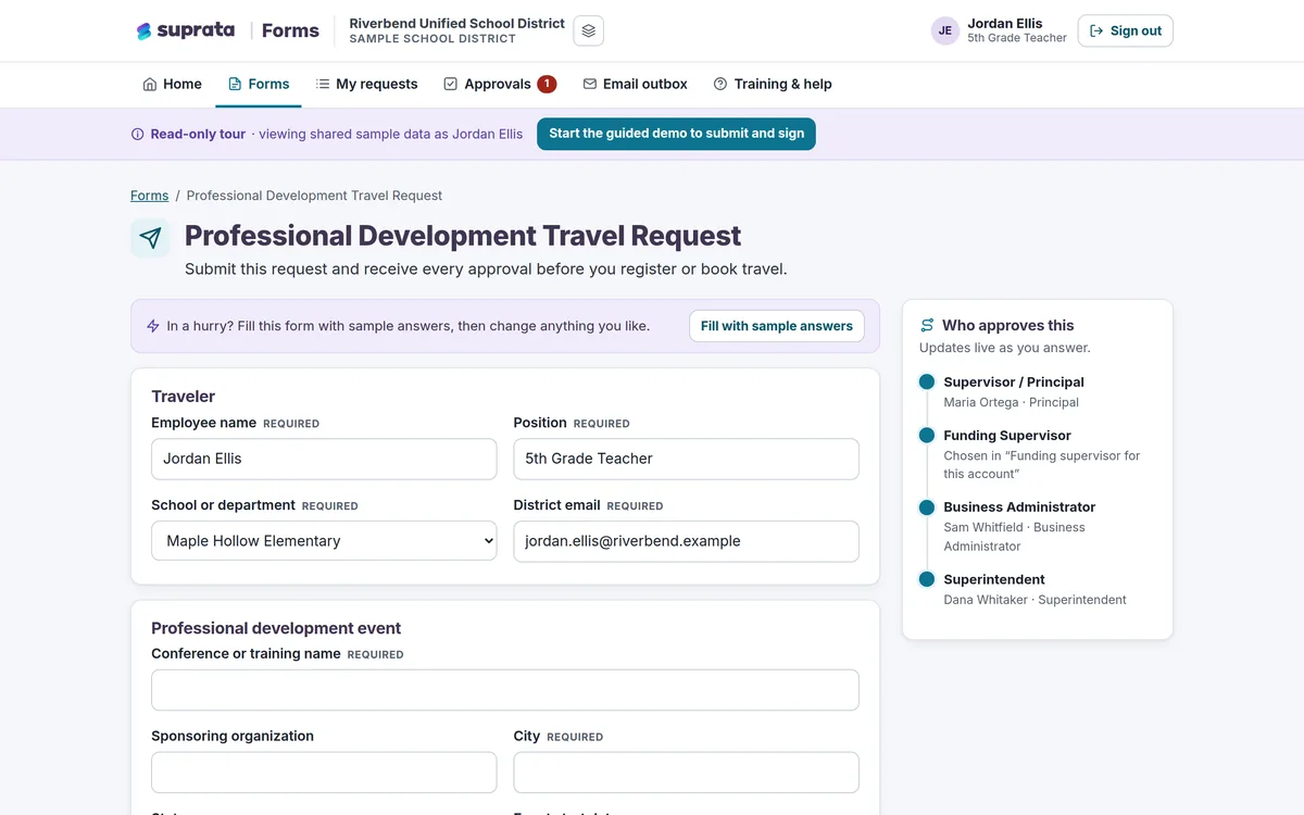 Travel form