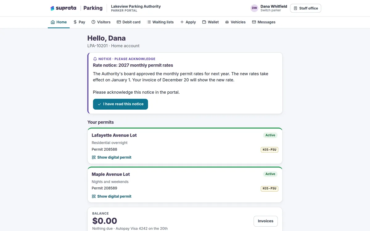 Parking — parker portal