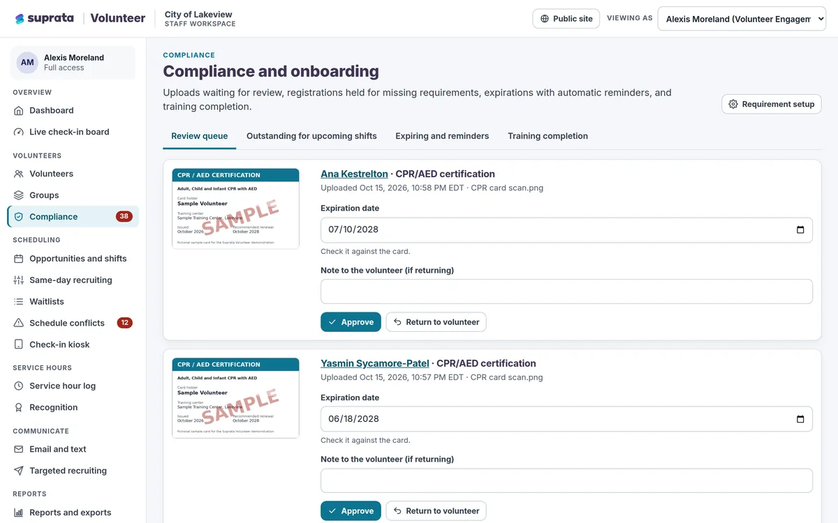 Volunteer — volunteer compliance steps on a phone