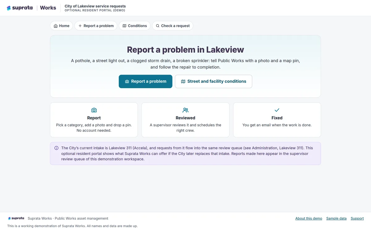 Works — resident "Report a problem" page