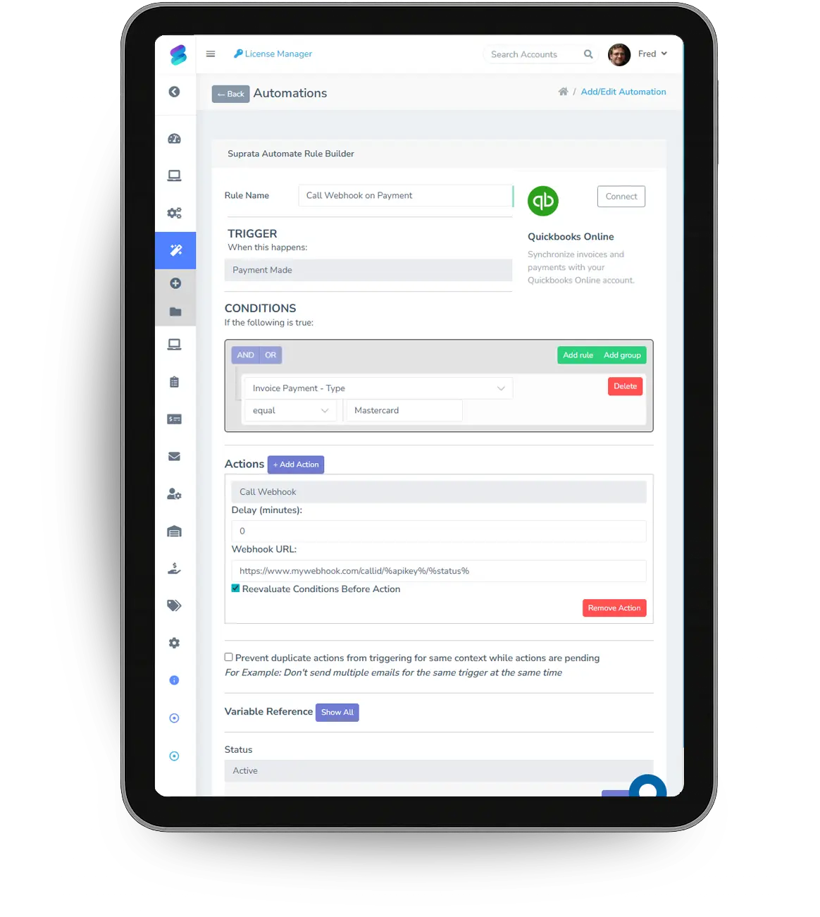 Connecting QuickBooks Online and building a webhook automation